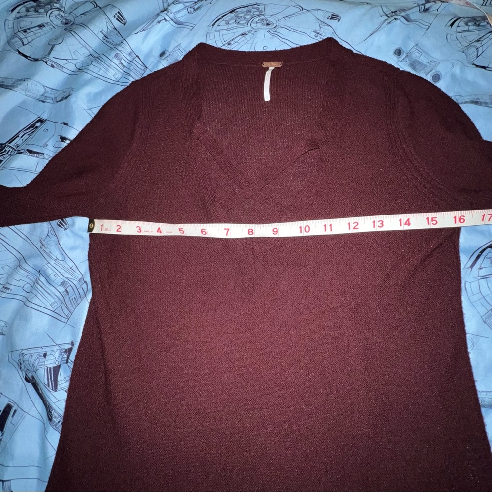 Free People Burgundy Criss Cross Tunic Sweater Dress - Picture 12 of 13